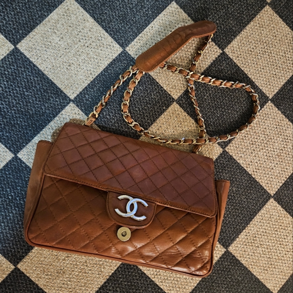 Vintage Brown Quilted Shoulder Bag